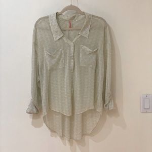 Free People High Low Button Down Blouse Size M
